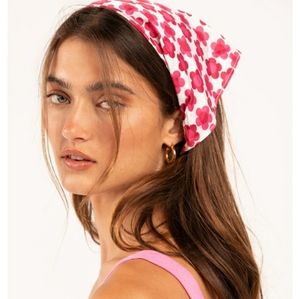 Women's Floral Hair Scarf Pink Flowers Head Bandana New